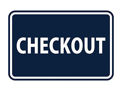 Signs ByLITA Classic Checkout Sign (Navy Blue/White) - Small - color: Navy Blue / White, size: 4 x 6" - Small (1 Pack)