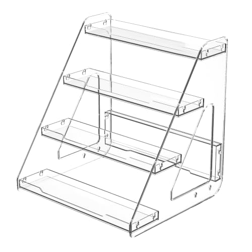 JOYZAN Clear Riser Display Stands 4 Tier Display Shelf Tiered Display Rack - size: 4 Tier-1 pack