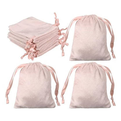 uxcell 20pcs Velvet Drawstring Bags 3.2"x3.9" Small Jewelry Pouches Pink - color: Pink, size: 1 Count (Pack of 20)