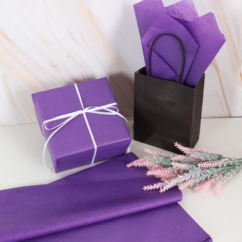 BEISHIDA 100 Sheets Dark Purple Tissue Paper Bulk, Wrapping Tissue Paper for Gift Bags, 14 x 20 Inch Gift Wrap for Halloween Birthday Graduation DIY Crafts Holiday Flowers - color: dark purple