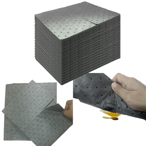 Oil Absorbent Pads, Universal Light Duty Absorbent Mats, 13"x9.8" - color: 100 Gray 13"x9.8"