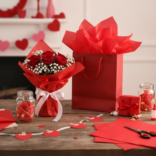 500 Sheet Red Tissue Paper Bulk 15 x 20 Inch for Christmas Wedding Gift Bag - color: Red, size: 15 x 20 Inch