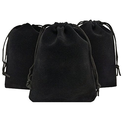 50pcs Velvet Drawstring Bags Jewelry Bags Pouches (Black, 5" X 7") - color: Black, size: 5" X 7"