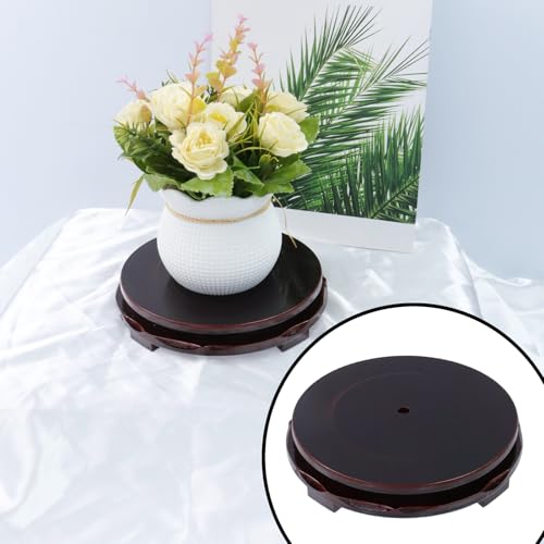 Wooden Display Stand Base 6.3" x 6.3" Wood Carved Craft Pedestal - size: Round, 6.3" x 6.3"