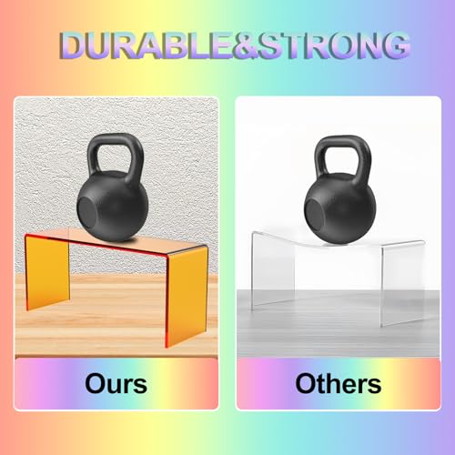 6 PCs Mixed Color Acrylic Display Risers, 5mm Thick, 3 Tier Stand - color: Mix Colors 6 PCs