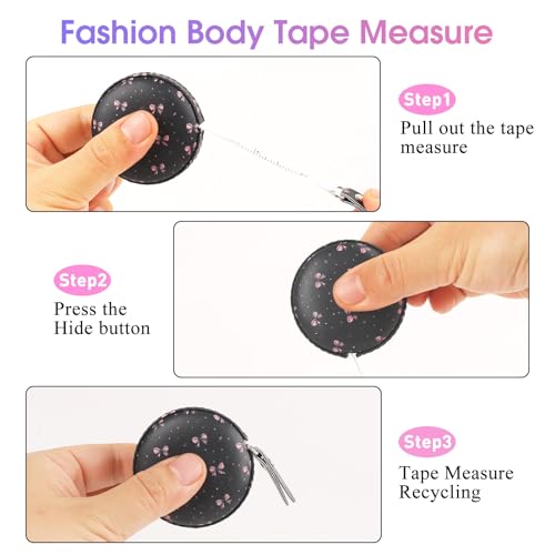 Retractable Mini Leather Tape Measure, Auto Retract Starlight Bow - color: Starlight Bow
