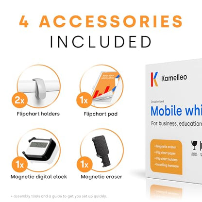 Kamelleo Rolling Whiteboard on Wheels 48" x 36", Double Sided White Board - color: Pearl White, size: 48x36