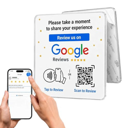 NFC Tap Google Review Acrylic Plate, White, Compact 3.9", 1-PLATE - color: White, size: 3.94" - 1 PLATE