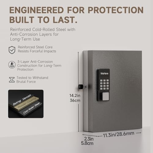 32 Key Lock Box Smart Key Organier Cabinet with Keypad & App for Office - size: 2.3inx11.3inx14.1in