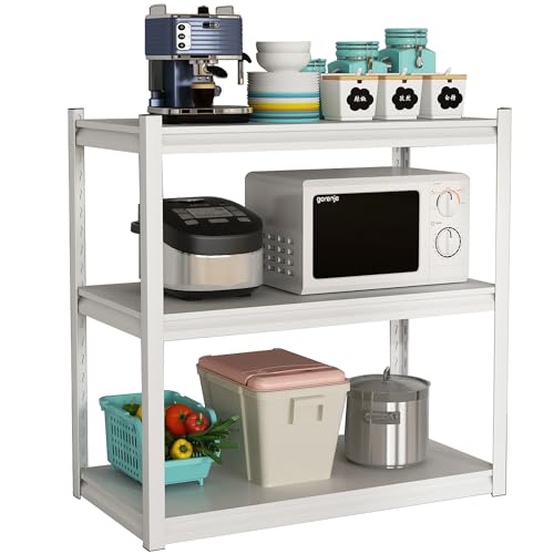 Garage Shelving Adjustable 3 Tier Heavy Duty Metal Storage Shelves Adjustable Utility Rack Organization for Kitchen, Pantry, Closet, Garage, Office 31.5" W x 15.75" D x 31.5" H, White - color: White-s 3 Tier