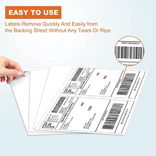 BESTEASY 1000 Half Sheet Self Adhesive Shipping Labels, Laser/Ink Jet White Blank Shipping Labels 8.5" x 5.5" Address Labels (500 Sheet Total 1000 Labels) - size: 500 sheets, style: 2 up-8.5"x5.5"