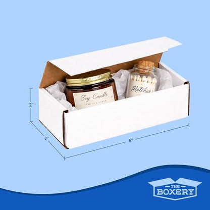 The Boxery Corrugated Mailers White Tuck Shipping Boxes (6x2x2) - size: 6x2x2