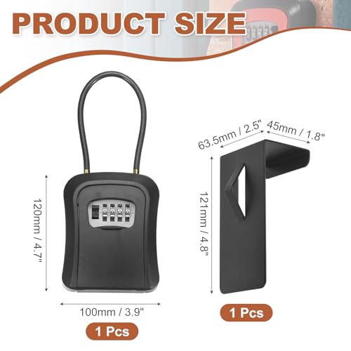 PATIKIL Key Lock Soft Box with Code, (4.7 x 3.9 Inch, Black), Resettable Combination Lockbox Portable Key Storage Box with Wall-Mounted Bracket, Suit - for Home Entrance/Garage/Warehouse - color: Black
