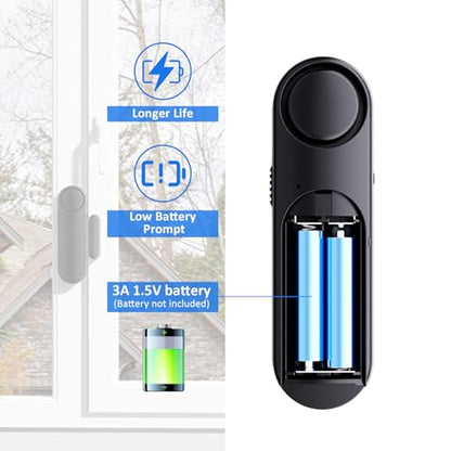 Window & Door Alarm When Opened 2-Pack for Kids Safety/Home Security, Black - color: Black