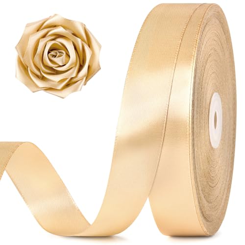 Champagne Satin Ribbon 1 Inch x 100 Yards - color: Champagne