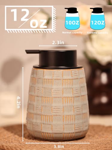 Ceramic Soap Dispenser, Lotion Dispenser with Pump 12oz (Grey Foam Pump) - color: Farmhouse Grey Foam Pump