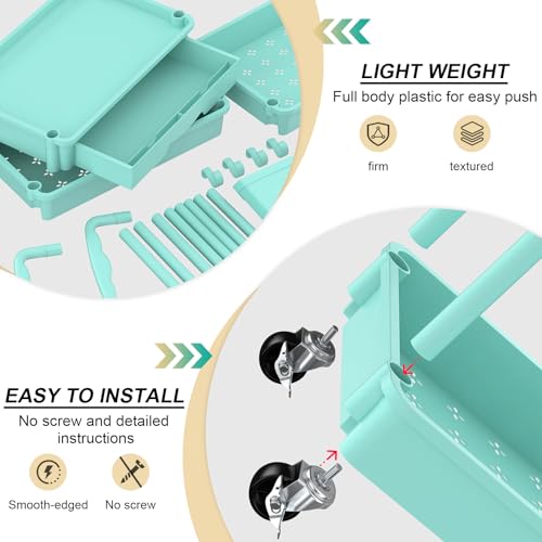 Goovilla 3 Tier Rolling Utility Cart Organizer with Removable Drawer, Blue - size: 3 Tier, style: Blue