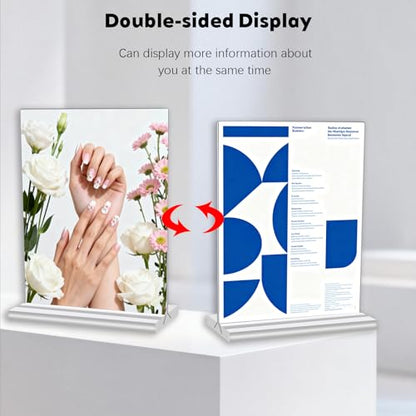 CHILDLION 10 Pack Acrylic Sign Holder 8.5x11 Inches, Double Sided Clear Display Stand Table Top Paper Holder, Vertical Menu Flyer Stand, Plastic Frame for Stores, Restaurants, Hotels, Office (10 Pack 8.5*11) - size: 10 Pack 8.5*11