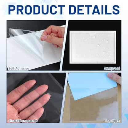 32 Pcs Index Card Holder Pockets, Clear 3x5