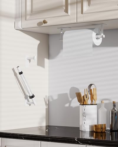 Paper Towel Holder Under Cabinet One Hand Operable, White - color: White