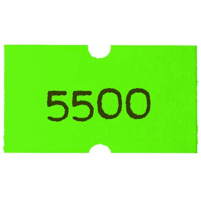 MX 5500 Labels - 8,000 Total - Green - Price Labels - Pack of 8 Rolls - Ink Roller Included - color: Green