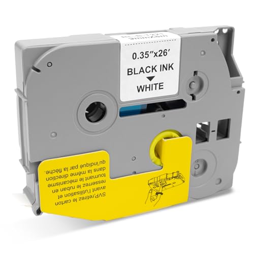 1-Pack Compatible with Brother P-Touch TZe-221 9mm White Label Tape - color: White, size: 9mm