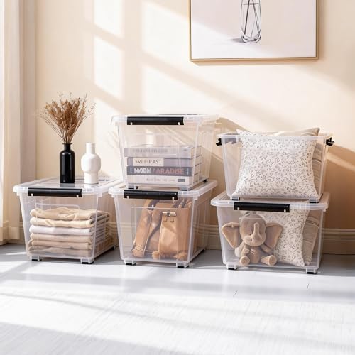 Citylife 54 Quart Large Clear Plastic Storage Bins with Lids 6-Pack - color: Clear White, size: 54 QT-6 Packs