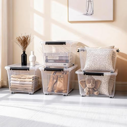 Citylife 54 Quart Large Clear Plastic Storage Bins with Lids 6-Pack - color: Clear White, size: 54 QT-6 Packs