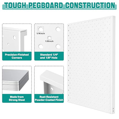 EVERHANGER Metal Pegboard Display Stand, Freestanding Tabletop Pegboard - color: White, size: 4pack 12"X16"