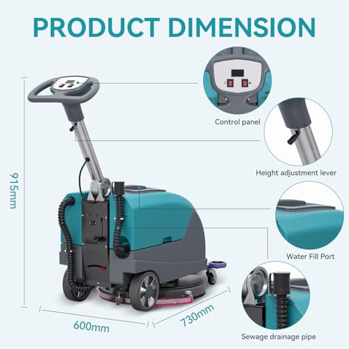 18" Walk Behind Commercial Floor Scrubber, 24" Squeegee Width