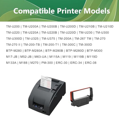 6X Yuanqimm ERC-30 ERC-34 ERC-38 B/R Ribbon Black and Red Ink Cartridge