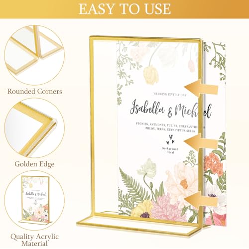 Hoteam 24 Pack 5 X 7 Inch Gold Acrylic Sign Holder Picture Frame - size: 5 x 7 Inch