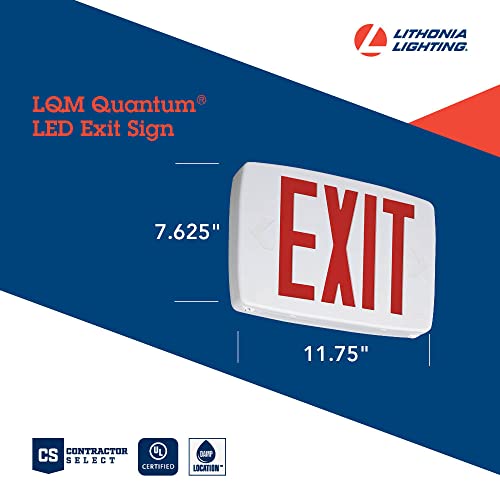 Lithonia Lighting Quantum LED Emergency Exit Sign, Thermoplastic Exit Only Sign with Stencil-Faced White Housing and Red Letters (LQM S W 3 R 120/277 M6) - color: Red, size: 11.75" | Sign Only