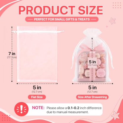 ANZNKU 100PCS Organza Bags 5x7 White Small Gift Mesh Drawstring Goodie Bags - color: White