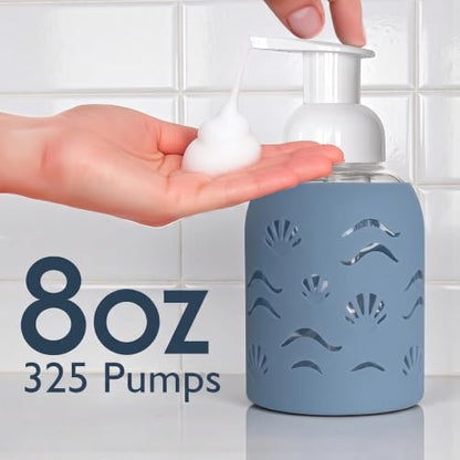 Foaming Glass Hand Soap Dispenser Storm Blue Foam 8oz - color: Storm Blue