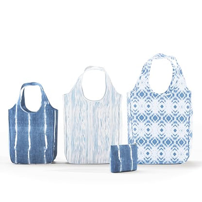 Pure Sage Reusable Grocery Bag - Stylish Shopping Bags for Groceries - Foldable Tote Bag - color: Indigo