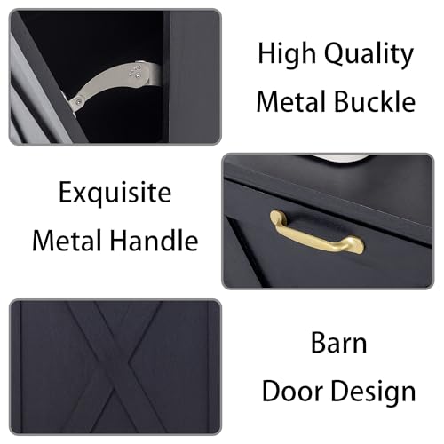 13 Gallons Tilt Out Trash Can Cabinet, Black and White - color: Black