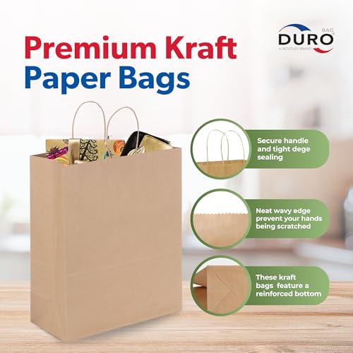 DURO 87124 Missy 60# Brown Bags with Handles, 10 x 5 x 13 In, 75 Ct - size: 1 Count (Pack of 75)