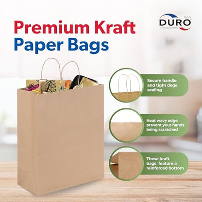 DURO 87124 Missy 60# Brown Bags with Handles, 10 x 5 x 13 In, 75 Ct - size: 1 Count (Pack of 75)
