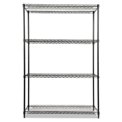 Alera ALE Industrial Heavy-Duty Wire Shelving Starter Kit, 4-Shelf, 48w x 18d x 72h, Black - color: Black, size: 48w x 18d x 72h