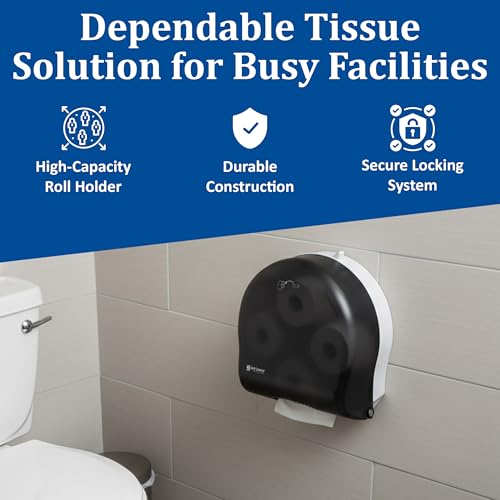 San Jamar Classic Carousel Tissue Dispenser with 4-Stations that hold 4 Rolls for Public Restrooms, Black Pearl
