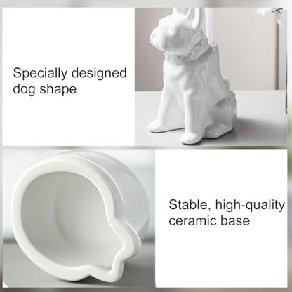 Comeon Ceramic Dog White Toilet Brush and Holder Set, Plastic Handle - color: White, size: Dog