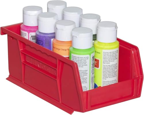 Akro-Mils 30220 AkroBins Plastic Storage Bins, 7"x4"x3", Red, 24-Pack - color: Red