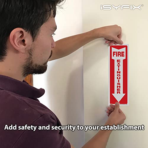 iSYFIX Fire Extinguisher Signs Stickers, 4x12 Inch, 3 Pack - color: STICKERS