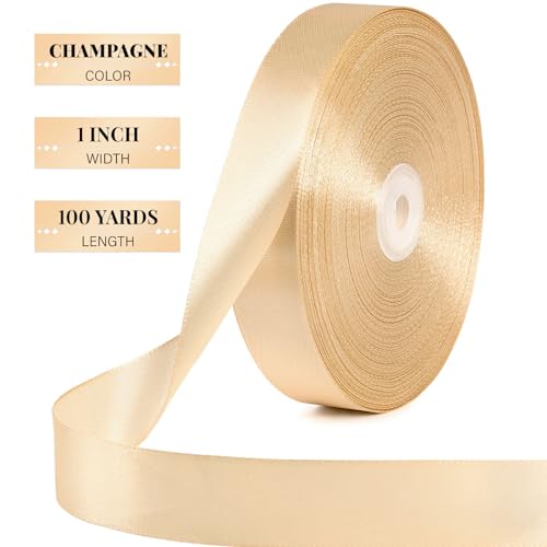 Champagne Satin Ribbon 1 Inch x 100 Yards - color: Champagne
