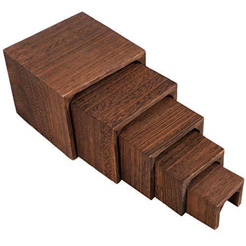 MOOCA Wooden Jewelry Display Stand Set, 5-Piece Product Risers - color: Brown N Shape, 5 Pieces