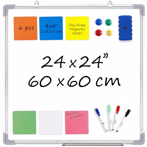 Whiteboard Set, 24x24 in White Board Dry Erase for Wall with Magnetic Notes - size: 24x24"