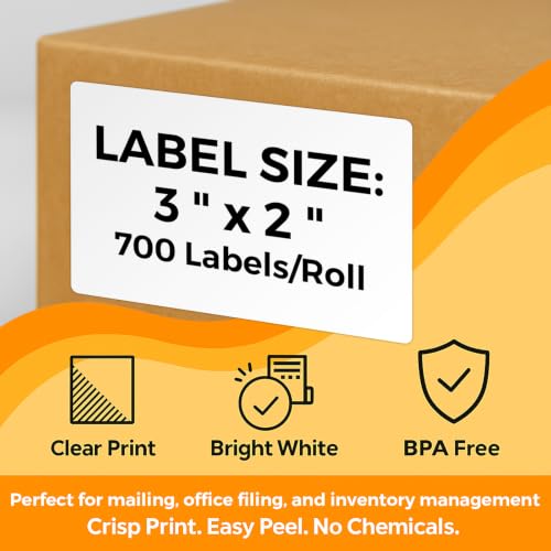 3" x 2" Direct Thermal Shipping Labels, 12 Rolls-700/Roll, 1" Core - size: 3" x 2" -12 Rolls ( 8400 Labels )