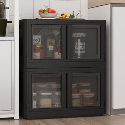 FLEXIMOUNTS 152 QT Stackable Plastic Storage Bins With Lids, Black - color: Black, size: 76 Qt-2 Pack