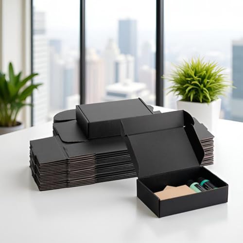 8x5x2 inch Black Shipping Boxes for Small Business- Set of 25 - color: Black, size: 8x5x2 Inch
